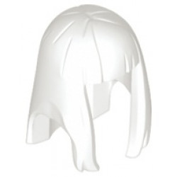 Minifigure, Hair Female Long Straight with Bangs - Flexible Rubber: {бял}