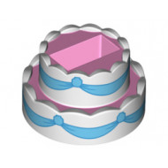 Cake, Double Layer with White Icing and Bright Light Blue Ribbons Pattern: {светло пурпурен}