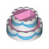 Cake, Double Layer with White Icing and Bright Light Blue Ribbons Pattern: {светло пурпурен}