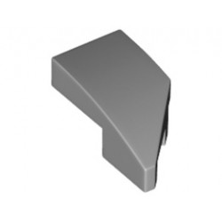 Лява плочка 1X2 с дъга, 45 градуса, изрязана: {умерено каменно сив}