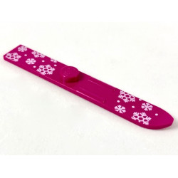 Minifigure, Utensil Ski 6L (48mm Long) with White Snowflakes and Dots Pattern: {ярко червеникаво-виолетов}