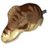 Dinosaur Head Tyrannosaurus rex with Pin, White Teeth, Medium Nougat Top and Dark Brown Stripes Pattern: {тухлено жълт}
