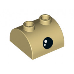 Slope, Curved 2 x 2 x 1 Double with Two Studs with Black Eye and White Pupil Pattern: {тухлено жълт}