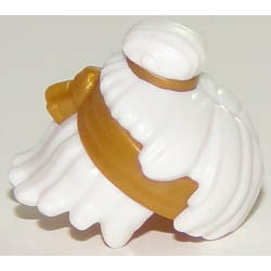 Minifigure, Hair Mid-Length Tousled, Top Knot Bun with Pearl Gold Band and Headband Pattern: {бял}