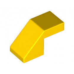 Покривна плочка 1X2/45° без пъпки: {ярко жълт}