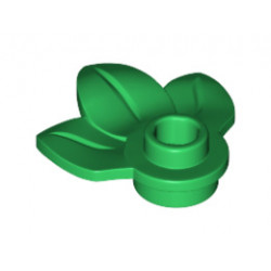 Растение с плочка 1х1 и 3 листа: {тъмно зелен}