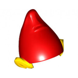 Minifigure, Headgear Hat, Elf with Pointed Ears with Red Top Pattern: {ярко жълт}