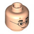 Minifigure, Head Medium Nougat Lightning Scar, Black Eyebrows and Glasses Pattern - Hollow Stud: {светло нуга}