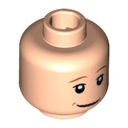 Minifigure, Head Dark Orange Eyebrows, White Pupils and Smirk Pattern - Hollow Stud: {светло нуга}