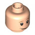 Minifigure, Head Dark Orange Eyebrows, White Pupils and Smirk Pattern - Hollow Stud: {светло нуга}