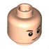 Minifigure, Head Child Reddish Brown Eyebrows, Sneer Pattern - Hollow Stud: {светло нуга}