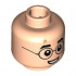 Minifigure, Head Medium Nougat Lightning Scar, Black Eyebrows and Glasses, Small Smile Showing Teeth Pattern - Hollow Stud: {светло нуга}