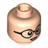 Minifigure, Head Female Dark Tan Eyebrows, Large Black Round Glasses, Nougat Lips Pattern - Hollow Stud: {светло нуга}