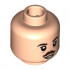 Minifigure, Head Dark Brown Eyebrows and Small Moustache, Medium Nougat Sagging Lines Under Eyes and Chin Pattern - Hollow Stud: {светло нуга}