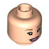 Minifigure, Head Female, Reddish Brown Eyebrows, Peach Eye Shadow, Magenta Lips, Smile Showing Teeth Pattern - Hollow Stud: {светло нуга}