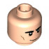 Minifigure, Head Dual Sided Black Eyebrows Thick, Smile / White Eyebrows and Moustache, Gray Right Eye Pattern - Hollow Stud: {светло нуга}