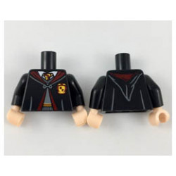 Torso Hogwarts Robe Clasped over Dark Bluish Gray Sweater, Dark Red and Bright Light Orange Tie and Trim Pattern / Black Arms / Light Nougat Hands : {черен}