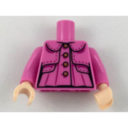 Torso Female Top with Collar, Shrug, Medium Nougat Buttons, Magenta Stitching and Gathers Pattern / Dark Pink Arms / Light Nougat Hands : {ярко пурпурен}