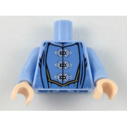 Torso Robes with 3 Silver Frog Clasps, Medium Blue Details, Medium Nougat Belt Pattern / Bright Light Blue Arms / Light Nougat Hands : {светло кралско син}