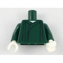 Torso Robe with Gathers, White Neck Pattern / Dark Green Arms / White Hands: {земно зелен}