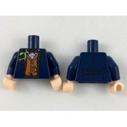 Torso Jacket with Dark Brown Trim and Bow Tie, Dark Orange Vest, Bright Green Bowtruckle Pattern / Dark Blue Arms / Light Nougat Hands : {земно син}