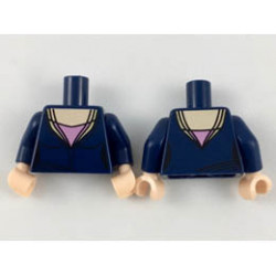 Torso Female Low-Cut Top, Light Nougat Neck and Pink Triangle Pattern / Dark Blue Arms / Light Nougat Hands: {земно син}
