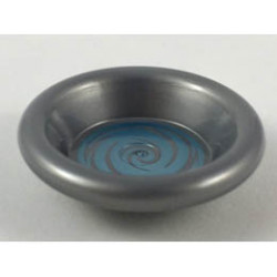 Minifigure, Utensil Dish 3 x 3 with Metallic Light Blue Swirl Pattern (HP Pensieve): {сребърно метален}