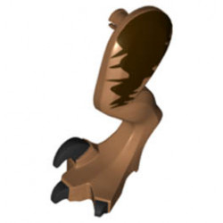 Dinosaur Leg Large (Rear) Raptor Left with Pin, Black Claws and Dark Brown Markings Pattern: {умерен нуга}
