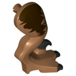 Dinosaur Leg Large (Rear) Raptor Right with Pin, Black Claws and Dark Brown Markings Pattern: {умерен нуга}