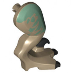 Dinosaur Leg Large (Rear) Raptor Right with Pin, Black Claws and Sand Green Markings Pattern: {пясъчно жълт}