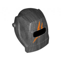 Minifigure, Headgear Helmet Welding with Orange Claw Marks Pattern: {титаниево метален}