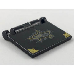 Minifigure, Utensil Book Cover with Gold Corner Covers and Large Tear Pattern: {черен}