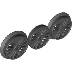 Train Wheel RC Train, Spoked with Technic Axle Hole and Counterweight, Blind and Flanged Driver, 3 in Bag (Multipack) : {черен}