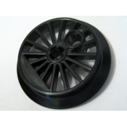 Train Wheel RC Train, Spoked with Technic Axle Hole and Counterweight, 37 mm D. (Flanged Driver) : {черен}