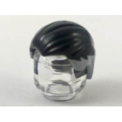 Minifigure, Hair Combed Front to Rear with Light Bluish Gray Temples and Back Pattern: {черен}