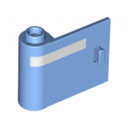Door 1 x 3 x 2 Left - Open Between Top and Bottom Hinge with Horizontal White Line Pattern: {умерено син}