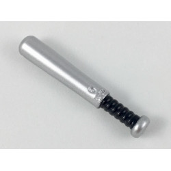 Minifigure, Utensil Baseball Bat 4L with Black Grip Handle Pattern: {металическо сребрист}