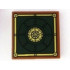 Tile 2 x 2 with Black and Gold Concentric Circles on Dark Green Background with Border Pattern (Marvel Comics Book of Cagliostro): {червеникаво-кафяв}