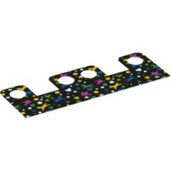 Minifigure Skirt Cloth with 4 Holes, Length 10mm, Black with Multicolored Shapes Pattern Design Side, Pale Side: {неопределен}