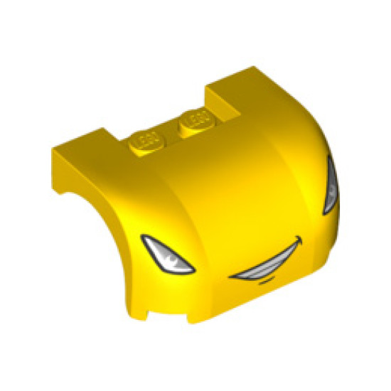 Vehicle, Mudguard 3 x 4 x 1 2/3 Curved with Front with Headlights and Smile with Teeth Pattern : {ярко жълт}