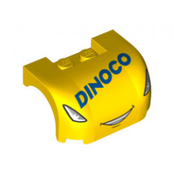 Vehicle, Mudguard 3 x 4 x 1 2/3 Curved with Front with Headlights, Smile with Teeth and 'DINOCO' Pattern : {ярко жълт}
