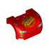 Vehicle, Mudguard 3 x 4 x 1 2/3 Curved with Front with Headlights, Thin Lopsided Smile, Lightning Bolts and 'Rust-eze' Pattern : {ярко червен}
