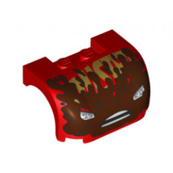 Vehicle, Mudguard 3 x 4 x 1 2/3 Curved with Front with Headlights, Open Mouth Frown with Teeth and Mud Splotches Pattern : {ярко червен}