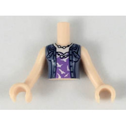 Torso Mini Doll Friends Medium Lavender Top with White Birds, Sand Blue Vest Pattern, Light Nougat Arms with Hands: {светло нуга}