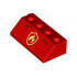 Slope 45 2 x 4 with Fire Logo and Bumper Lines Pattern: {ярко червен}