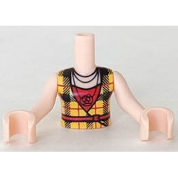 Torso Mini Doll Friends Bright Light Orange Top, Red Belt, Red Shirt and Rose Necklace Pattern, Light Nougat Arms with Hands: {светло нуга}