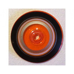 Dish 4 x 4 Inverted (Radar) with Open Stud with Black, Orange and Metallic Silver Circles Pattern: {прозрачно флуорисциращо червеникаво оранжев}