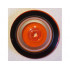 Dish 4 x 4 Inverted (Radar) with Open Stud with Black, Orange and Metallic Silver Circles Pattern: {прозрачно флуорисциращо червеникаво оранжев}