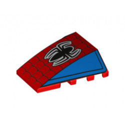 Wedge 4 x 4 No Studs with Web and Black Spider Pattern: {ярко червен}