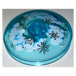 Dish 4 x 4 Inverted (Radar) with Open Stud with Clouds and Snowflakes Pattern: {прозрачно светло син}